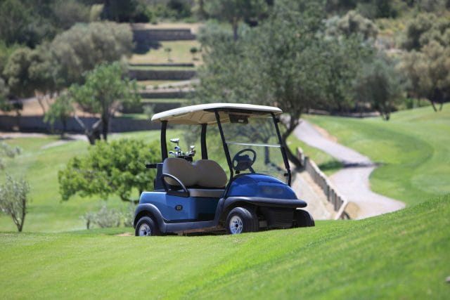 Golf Cart Parked on a Golf Course