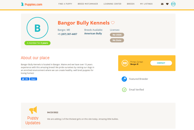 The breeder profiles on Puppies.com allow you to describe your business in detail.